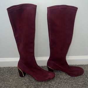 Diane Von Furstenberg Velvet suede knee high heels/cowgirl boots size 9.5